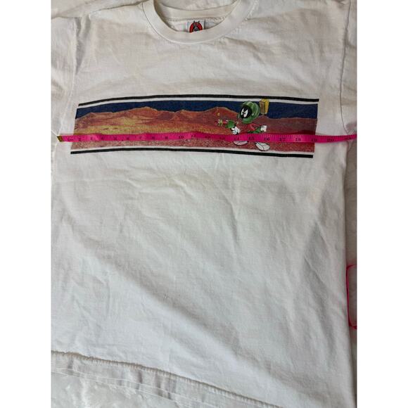 VTG 90s 1997 Looney Tunes Marvin Martian Box Graphic White T-Shirt USA M / L** - Picture 10 of 11